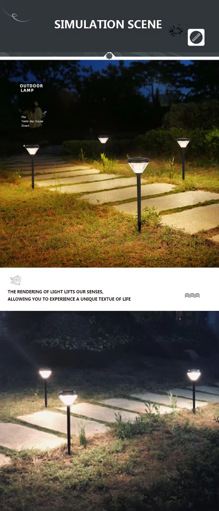 Outdoor waterproof LED solar garden light sidewalk landscape lawn light
